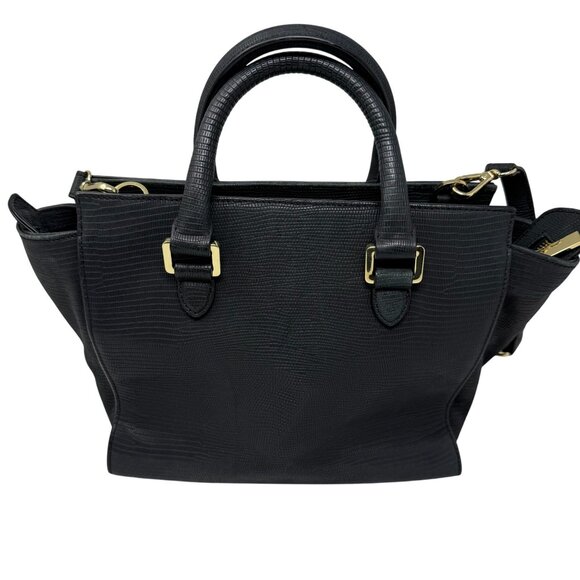 & Other Stories Black Leather Satchel Bag Top Handle Removable Strap Textured - Picture 1 of 11